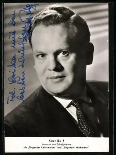AK Sänger Kurt Rulf, Portrait im Anzug, Autograph