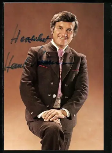 AK Musiker Hansl Krönauer, Kniestück-Portrait, Autograph