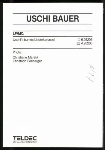 AK Sängerin Uschi Bauer mit Regenschirm in den bayerischen Landesfarben, Widmung und Autograph