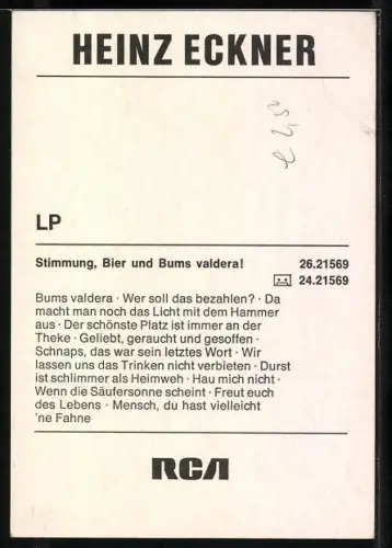 AK Musiker Hein Eckner im Portrait, Autograph