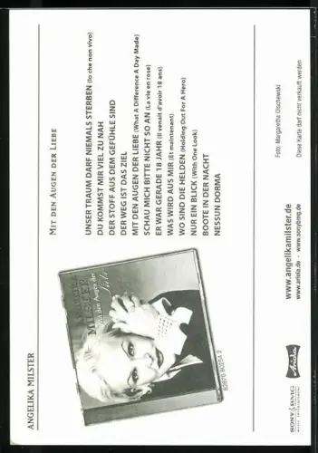 AK Musikerin Angelika Milster schaut in die Kamera, Autograph