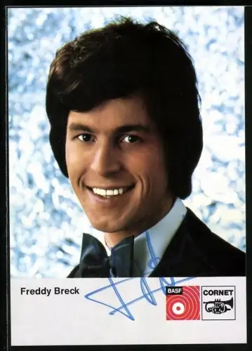 AK Musiker Freddy Breck lächelt charmant in die Kamera, Autograph