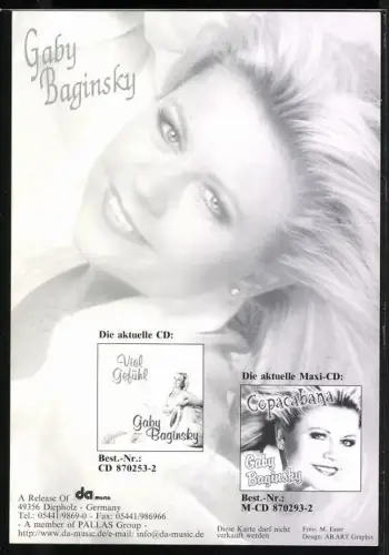 AK Sängerin Gaby Baginsky im Portrait, Autograph