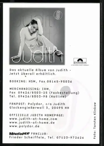 AK Sängerin Judith mit verführerischem Lächeln, Autograph
