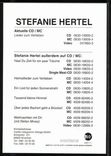 AK Sängerin Stefanie Hertel lächelt in die Kamera, Autograph