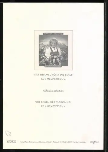 AK Musikerin Margot Hellwig in Tracht vor Alpenpanorama, Autograph
