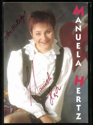 AK Musikerin Manuela Hertz, Portrait, Autograph