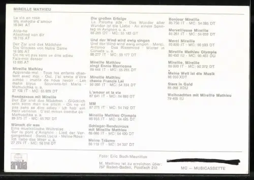 AK Musikerin Mireille Mathieu am singen, Autograph