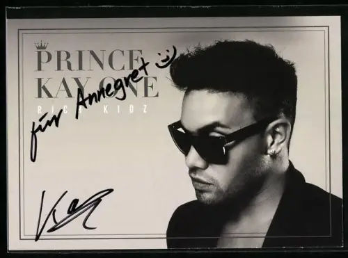 AK Musiker Prince Kay One mit Sonnenbrille, Autograph