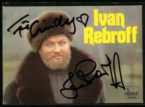 AK Musiker Ivan Rebroff mit Pelzmantel, Autograph