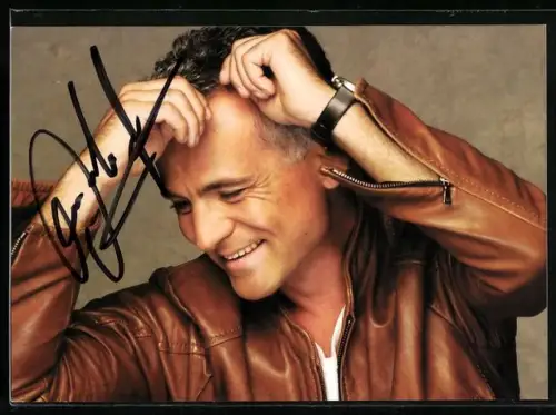 AK Musiker Nino de Angelo mit brauner Lederjacke, Autograph