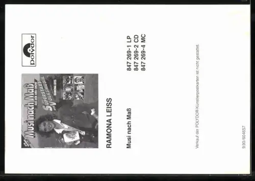 AK Musikerin Ramona Leiss mit Hut, Autograph