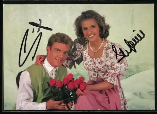 AK Musiker Stefan Mross und Stefanie Hertel mit Autographen