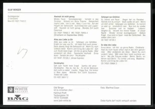 AK Musiker Olaf Berger lächelnd im Porträt, Autograph