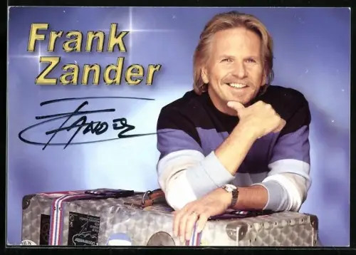 AK Musiker Frank Zander mit gepacktem Koffer, Autograph