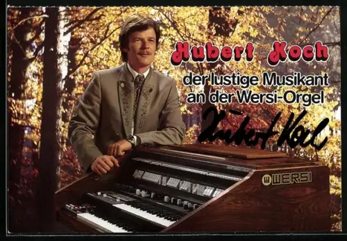AK Musiker Hubert Koch mit seiner Wersi-Orgel, Autograph
