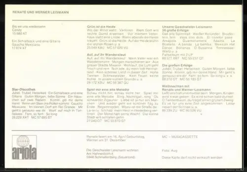 AK Musiker Renate und Werner Leismann im Porträt, Autographen