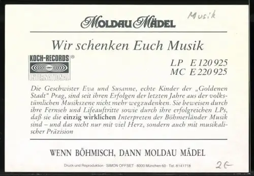 AK Musikerinnen Moldau Mädel in weissen Kleidern, Autographen