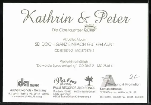 AK Musiker Kathrin & Peter, Die Oberlausitzer Quirle, Autographen