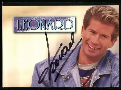 AK Musiker Leonard in Jeansjacke mit Autograph