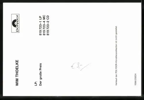 AK Musiker Wim Thoelke im Anzug, Autograph