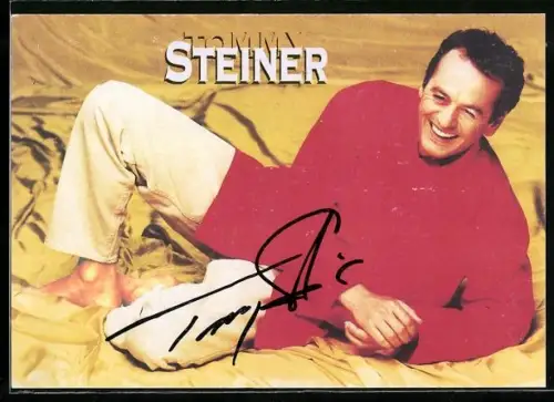 AK Musiker Tommy Steiner lachend im Porträt, Autograph