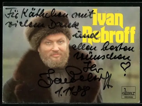 AK Musiker Ivan Rebroff mit Pelzmütze, Autograph