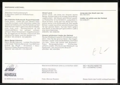 AK Musiker Marianne & Michael auf einer Wiese, Autographen