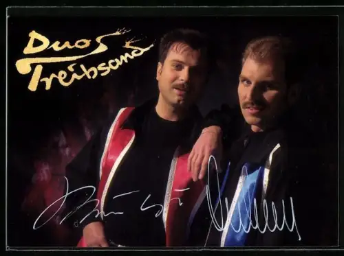 AK Musiker Duo Treibsand in dramatischem Licht, Autographen