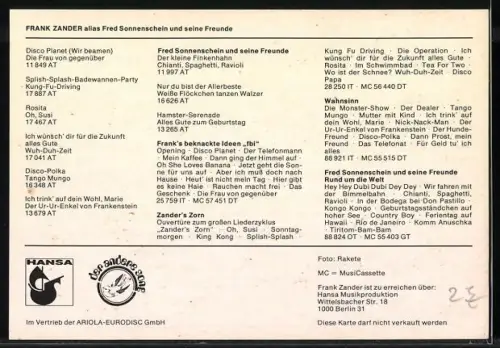 AK Musiker Frank Zander mit warmem Lächeln, Autograph