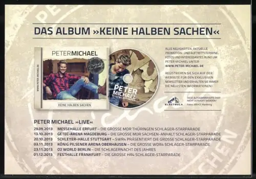 AK Musiker Peter Michael in kariertem Hemd und Jeans, Autograph