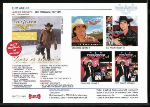 AK Musiker Tom Astor mit Cowboyhut, Autograph