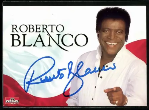 AK Musiker Roberto Blanco in weissem Hemd, Autograph