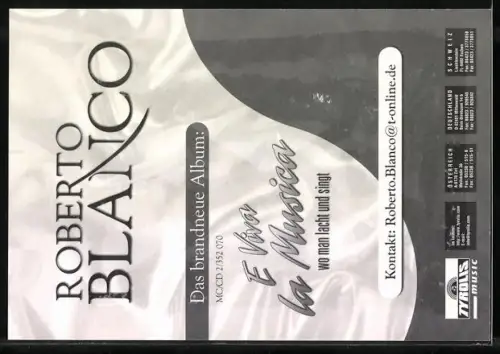 AK Musiker Roberto Blanco in weissem Hemd, Autograph