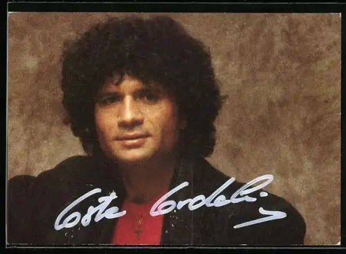 AK Musiker Costa Cordalis in schwarzer Jacke, Autograph