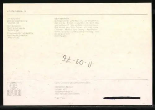 AK Musiker Costa Cordalis in schwarzer Jacke, Autograph