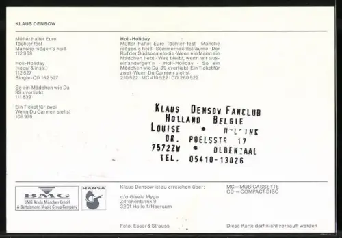 AK Musiker Klaus Densow im Porträt, Musiker, Autograph