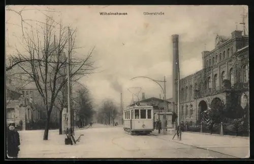 AK Wilhelmshaven, Gökerstrasse mit Strassenbahn
