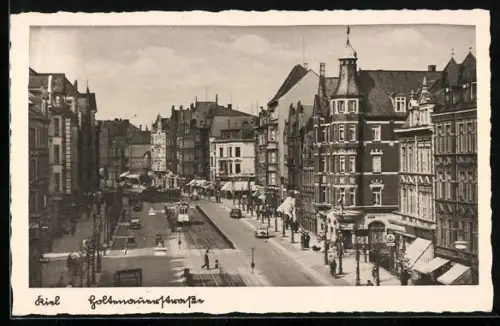 AK Kiel, Holtenauerstasse mit Strassenbahn