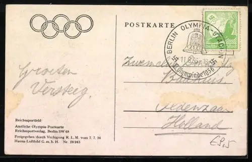 AK Berlin, Luftbild des Reichssportfeldes