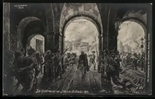 Künstler-AK Erstürmung von Lille 1914