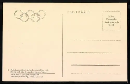 AK Berlin, Reichssportfeld, Schwimmstadion mit Blick auf das Olympiastadion