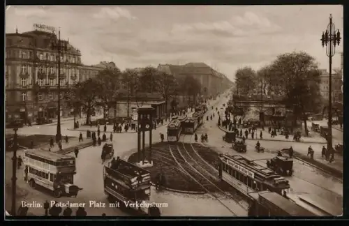 AK Berlin-Tiergarten, Potsdamerplatz mit Verkehrsturm