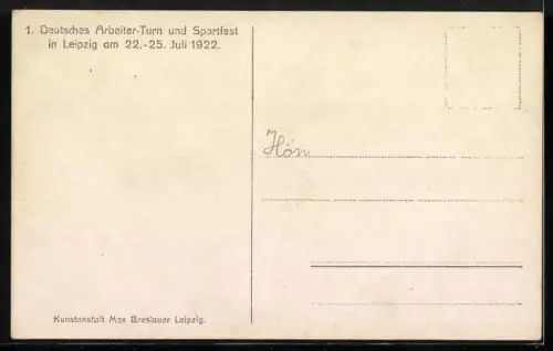 AK Leipzig, Deutsches Arbeiter Turn- und Sportfest 1922, Siegerehrung mit Fahnen