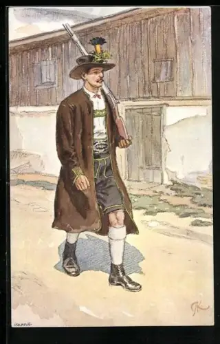 AK Gastein-Pongauer Jäger in Tracht