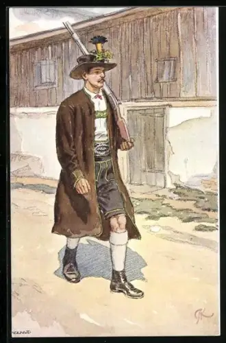 AK Gastein-Pongauer Jäger in Tracht