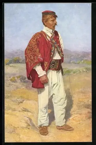 Künstler-AK L. Kleinmond: Costimi nazionali del circondario di Zara, ein Mann in kroatische Tracht aus Zadar