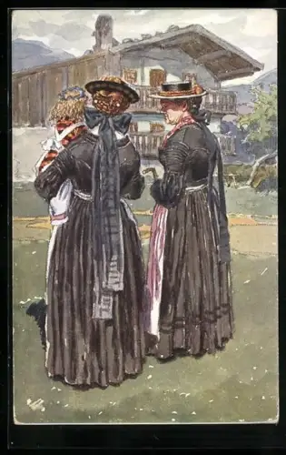 Künstler-AK Aus dem Salzburgerland, Gastein-Pongauer Trachten No. 5