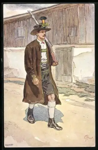 AK Gastein-Pongauer Jäger in Tracht