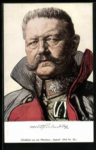 Künstler-AK Angelo Jank: Portrait von Hindenburg